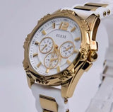 Guess Intrepid White Dial Two Tone Silicone Strap Watch For Women - W0325L2 Authentic Buy Shop Now