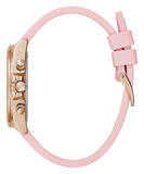 Guess Sparkling Chronograph Crystals Pink Dial Pink Silicone Strap Watch For Women - GW0032L4 Authentic Buy Shop Now