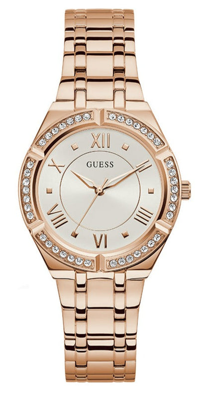 Guess Cosmo Diamonds Silver Dial Rose Gold Steel Strap Watch For Women - GW0033L3 Authentic Buy Shop Now