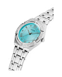 Guess Cosmo Diamonds Turquoise Dial Silver Steel Strap Watch for Women - GW0033L7 Authentic Buy Shop Now