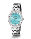 Guess Cosmo Diamonds Turquoise Dial Silver Steel Strap Watch for Women - GW0033L7 Authentic Buy Shop Now