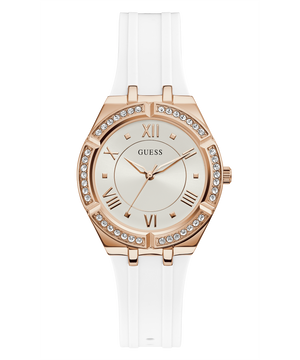 Guess Cosmo Diamonds Silver Dial White Rubber Strap Watch for Women - GW0034L2 Authentic Buy Shop Now