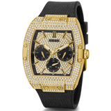 Guess Phoenix Multifunction Crystals Gold Dial Black Silicone Strap Watch For Men - GW0048G2 Authentic Buy Shop Now