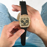 Guess Phoenix Multifunction Crystals Gold Dial Black Silicone Strap Watch For Men - GW0048G2 Authentic Buy Shop Now