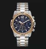 Guess Commander Chronograph Blue Dial Two Tone Steel Strap Watch for Men - GW0056G5 Authentic Buy Shop Now