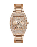 Guess Raven Diamonds Rose Gold Dial Rose Gold Steel Strap Watch for Women - GW0104L3