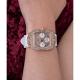 Guess Raven Diamonds Rose Gold Dial White Silicone Strap Watch for Women - GW0105L3 Authentic Buy Shop Now
