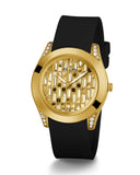 Guess Clarity Gold Dial Black Silicone Strap Watch for Women - GW0109L1 Authentic Buy Shop Now