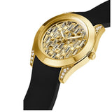 Guess Clarity Gold Dial Black Silicone Strap Watch for Women - GW0109L1 Authentic Buy Shop Now