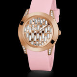 Guess Clarity Gold Dial Pink Silicone Strap Watch for Women - GW0109L2 Authentic Buy Shop Now