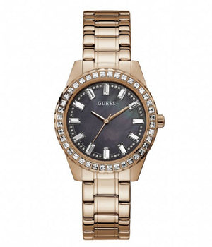 Guess Sparkler Diamonds Black Dial Rose Gold Steel Strap Watch for Women - GW0111L3 Authentic Buy Shop Now