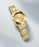 Guess Crystalline Diamonds Gold Dial Gold Steel Strap Watch for Women - GW0114L2 Authentic Buy Shop Now