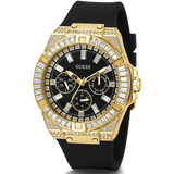Guess Zeus Chronograph Diamonds Black Dial Black Silicone Strap Watch For Men - GW0208G2 Authentic Buy Shop Now