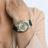 Guess Moonlight Crystals Silver Dial Black Silicone Strap Watch For Women - GW0257L1 Authentic Buy Shop Now