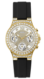 Guess Moonlight Crystals Silver Dial Black Silicone Strap Watch For Women - GW0257L1 Authentic Buy Shop Now