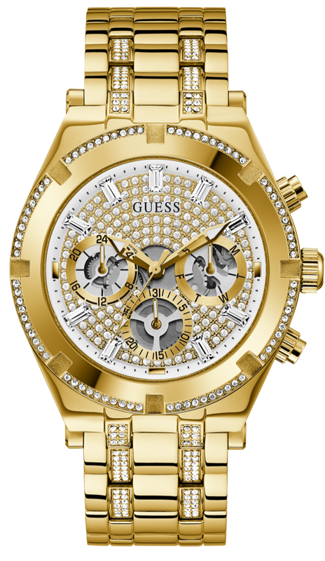 Guess Continental Diamonds Gold Dial Gold Steel Strap Watch for Men - GW0261G2 Authentic Buy Shop Now