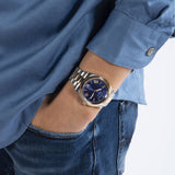 Guess Quartz Blue Dial Two Tone Steel Strap Watch For Men - GW0265G12 Authentic Buy Shop Now