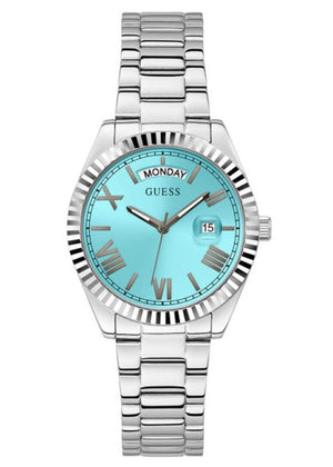 Guess Luna Quartz Blue Dial Silver Steel Strap Watch For Women - GW0308L4 Authentic Buy Shop Now