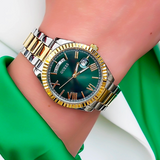 Guess Luna Quartz Green Dial Two Tone Steel Strap Watch For Women - GW0308L5 Authentic Buy Shop Now