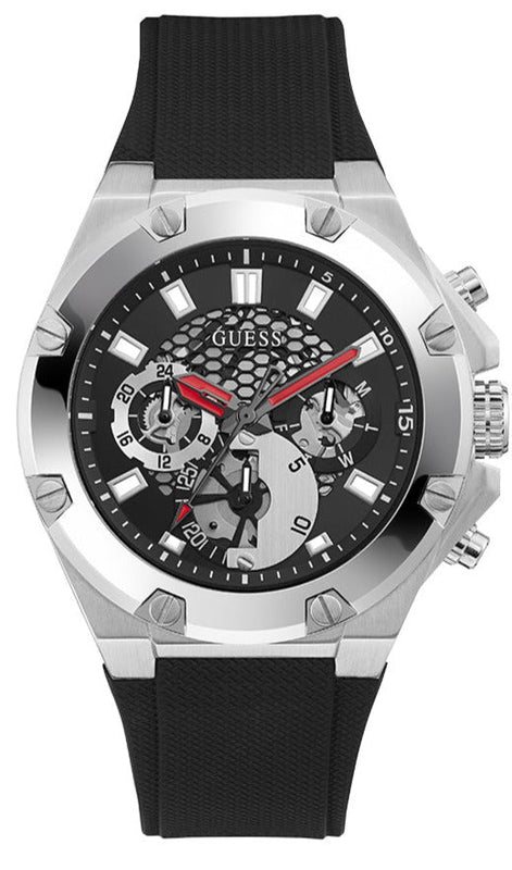 Guess Third Grear Multi Function Black Dial Black Rubber Strap Watch for Men- GW0334G1 Authentic Buy Shop Now