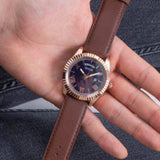 Guess Connoisseur Blue Dial Brown Leather Strap Watch For Men - GW0353G2 Authentic Buy Shop Now