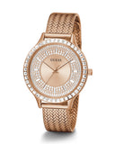 Guess Soiree Diamonds Rose Gold Dial Rose Gold Mesh Bracelet Watch for Women - GW0402L3 Authentic Buy Shop Now