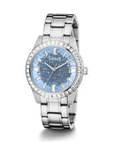 Guess Glitter Burst Diamonds Blue Dial Silver Steel Strap Watch for Women - GW0405L1 Authentic Buy Shop Now