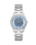 Guess Glitter Burst Diamonds Blue Dial Silver Steel Strap Watch for Women - GW0405L1 Authentic Buy Shop Now