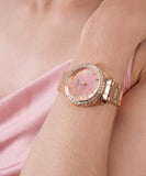 Guess Glitter Diamonds Pink Dial Rose Gold Steel Strap Watch for Women - GW0405L3 Authentic Buy Shop Now