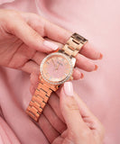 Guess Glitter Diamonds Pink Dial Rose Gold Steel Strap Watch for Women - GW0405L3 Authentic Buy Shop Now