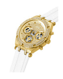 Guess Heiress Diamonds Gold Dial White Rubber Strap Watch for Women - GW0407L2 Authentic Buy Shop Now