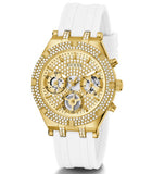 Guess Heiress Diamonds Gold Dial White Rubber Strap Watch for Women - GW0407L2 Authentic Buy Shop Now