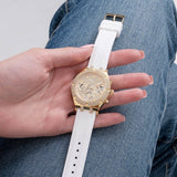 Guess Heiress Diamonds Gold Dial White Rubber Strap Watch for Women - GW0407L2 Authentic Buy Shop Now