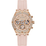 Guess Heiress Diamonds Rose Gold Dial Pink Rubber Strap Watch for Women - GW0407L3 Authentic Buy Shop Now