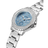 Guess Crown Jewel Diamonds Blue Dial Silver Steel Strap Watch for Women - GW0410L1 Authentic Buy Shop Now