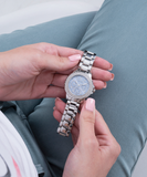 Guess Crown Jewel Diamonds Blue Dial Silver Steel Strap Watch for Women - GW0410L1 Authentic Buy Shop Now