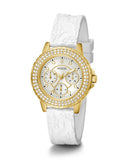 Guess Crown Jewel Multifunction Diamonds White Dial White Leather Strap Watch for Women - GW0411L1 Authentic Buy Shop Now