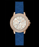 Guess Crown Jewel Diamonds White Dial Blue Rubber Strap Watch for Women - GW0411L2 Authentic Buy Shop Now