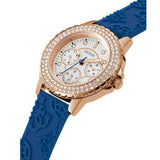Guess Crown Jewel Diamonds White Dial Blue Rubber Strap Watch for Women - GW0411L2 Authentic Buy Shop Now
