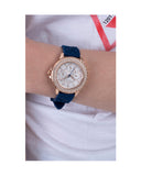 Guess Confetti Diamonds Gold Dial Blue Rubber Strap Watch For Women - W1098L6 Authentic Buy Shop Now