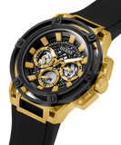 Guess Matrix Multifunction Gold Dial Black Rubber Strap Watch For Men - GW0423G2 Authentic Buy Shop Now