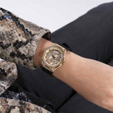 Guess Princess Crystals Gold Dial Black Silicone Strap Watch For Women - GW0439L2 Authentic Buy Shop Now