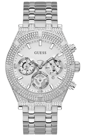 Guess Multi Function Diamonds Silver Dial Silver Steel Strap Watch For Men - GW0455G1 Authentic Buy Shop Now