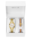 Guess Exclusive Multi Color White Dial Gold Steel Strap Watch for Women - GW0457L1 Authentic Buy Shop Now