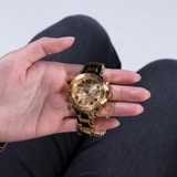 Guess Cosmic Chronograph Gold Dial Gold Steel Strap Watch for Women - GW0465L1 Authentic Buy Shop Now