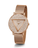 Guess Iconic Diamonds Rose Gold Dial Rose Gold Mesh Bracelet Watch For Women - GW0477L3 Authentic Buy Shop Now