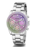 Guess Sol Chronograph Crystals Multicolor Dial Silver Steel Strap Watch For Women - GW0483L1 Authentic Buy Shop Now