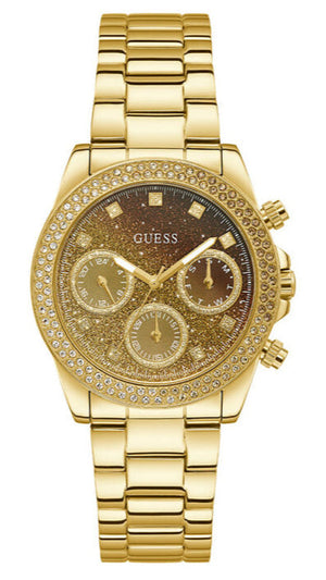 Guess Sol Chronograph Gold Dial Gold Steel Strap Watch For Women - GW0483L2 Authentic Buy Shop Now