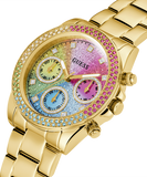 Guess Confetti Chronograph Rainbow Dial Gold Steel Strap Watch For Women - GW0483L4 Authentic Buy Shop Now