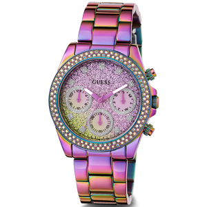 Guess Confetti Chronograph Crystals Multicolor Dial Purple Steel Strap Watch For Women - GW0483L5 Authentic Buy Shop Now
